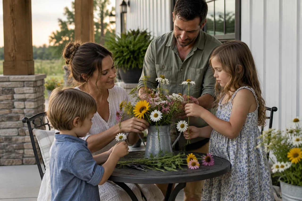 Illustrative family gathering