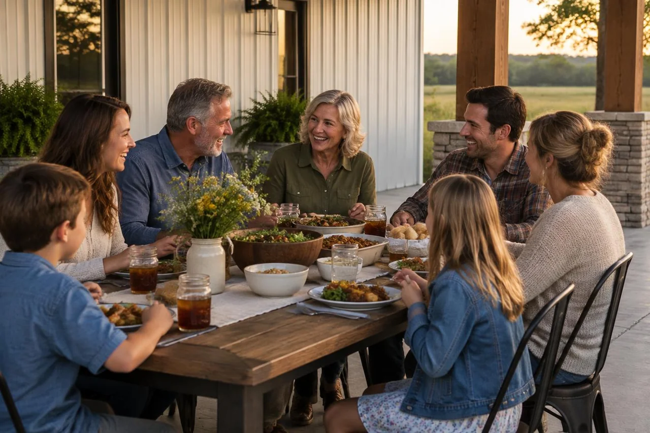 Illustrative family gathering