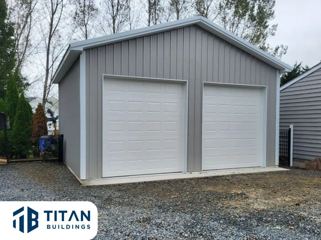 24x24 pole barn garage built in Delaware by Titan Buildings