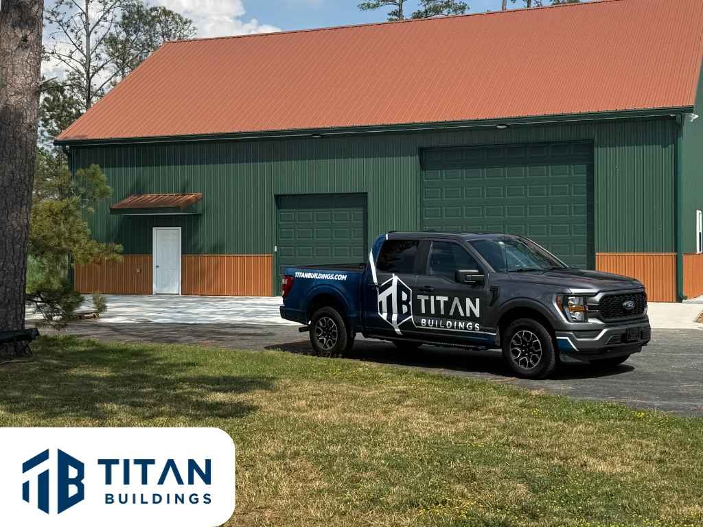 40x60x16 workshop and RV storage pole building in Woolford, Maryland by Titan Buildings